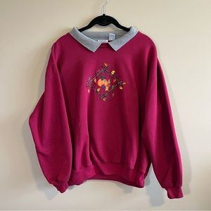 Vintage Baxter & Wells Women’s Burgundy Pumpkin Collared Grannycore Sweatshirt